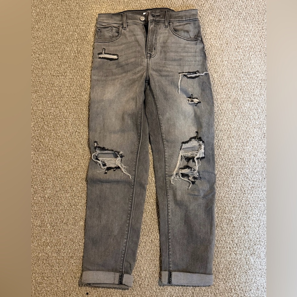Dry Goods Women's Straight Leg Distressed Gray Jeans